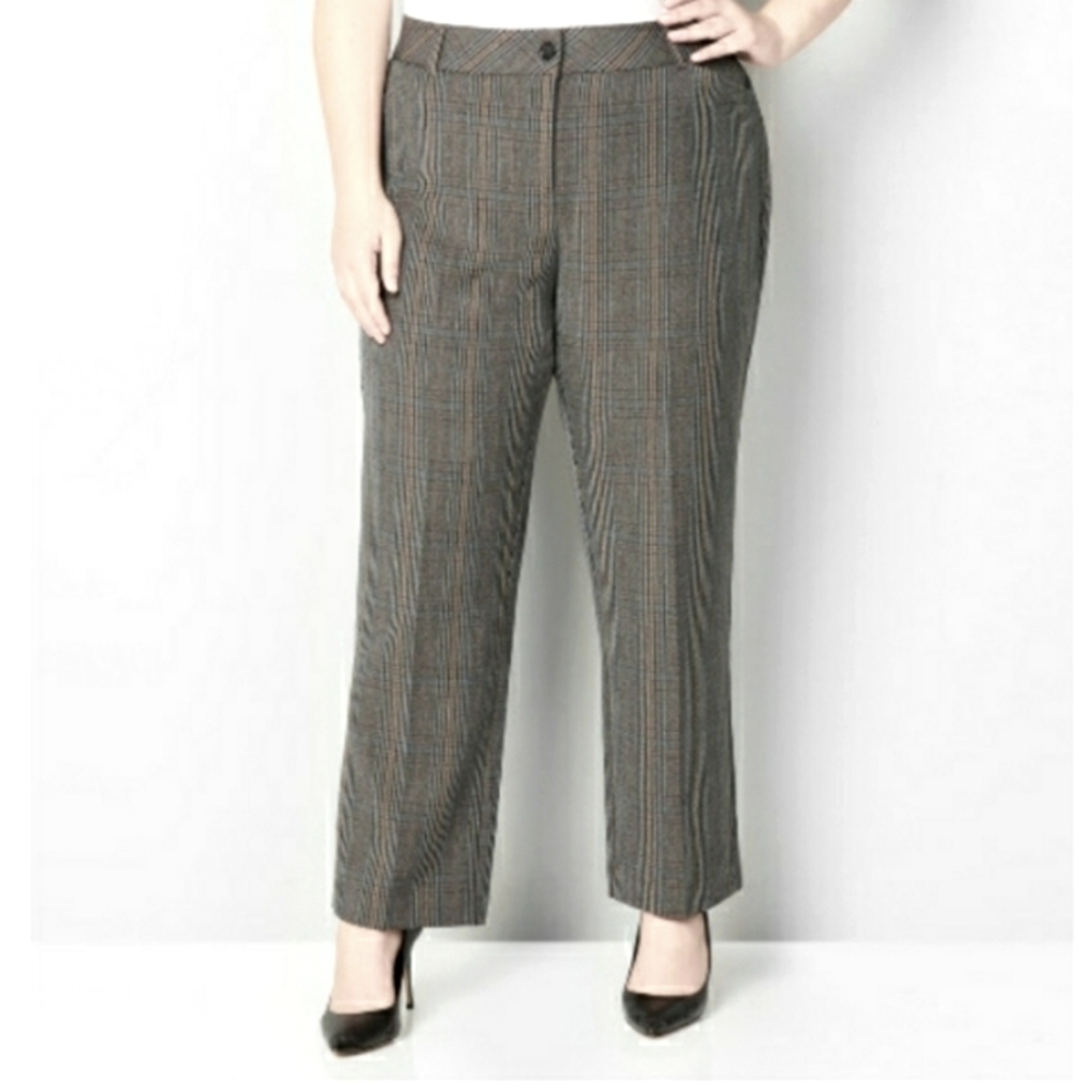 NEW Avenue Plaid Slimming Trouser Pants Size 28 Work Office Tummy Control